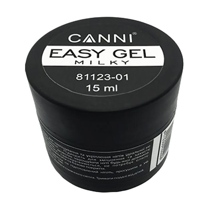 Гель для нарощування та зміцнення нігтів Canni Easy Gel 01 Milky, 15 мл